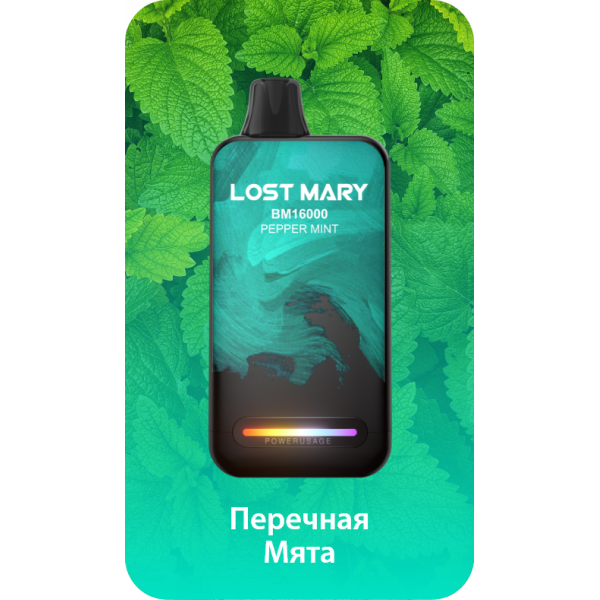 Купить Lost Mary BM 16000 Затяжек Pepper Mint (Перечная Мята)